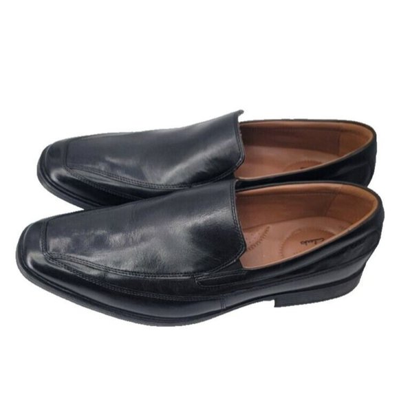 Clarks Mens Black Shoes Loafers Size 11.5 Wide Dress Shoes Work 11 1/2 Slip On main image 6